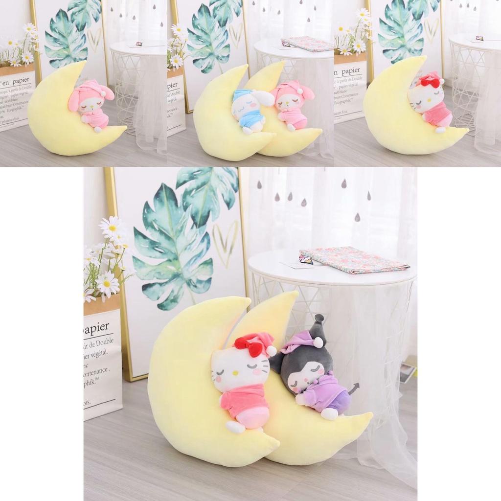 Soft Sanrio Sleeping Moon Plush Toy Birthday Gift For Kids Kt Mymelody Cinnamoroll Kuromi