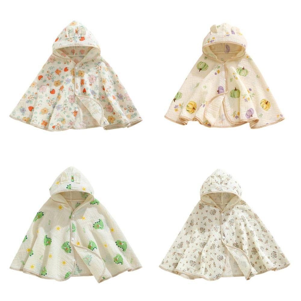 Cotton Children Sunscreen Cloak Ultra-Thin Design Uv Protection Infant Muslin Bath Cape Quick-Dry Cartoon Bath Towel Park
