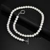 8mm Pearl Necklace for Men Women,White Imitation Pearl Beaded Collar,Casual Jewelry Gift