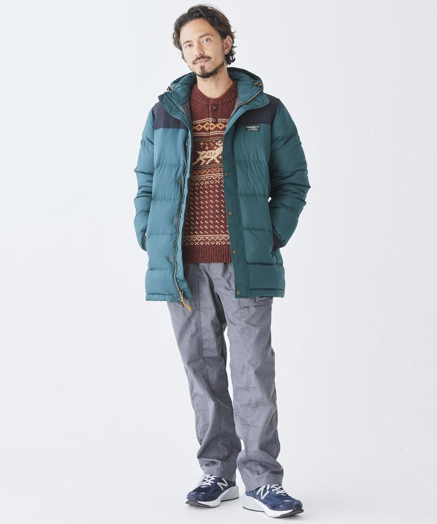 Mountain Classic Down Color Block Japan Fit S Dark Multicolor 1000204593 [LLVEN] Men's Parka, Pine/Black