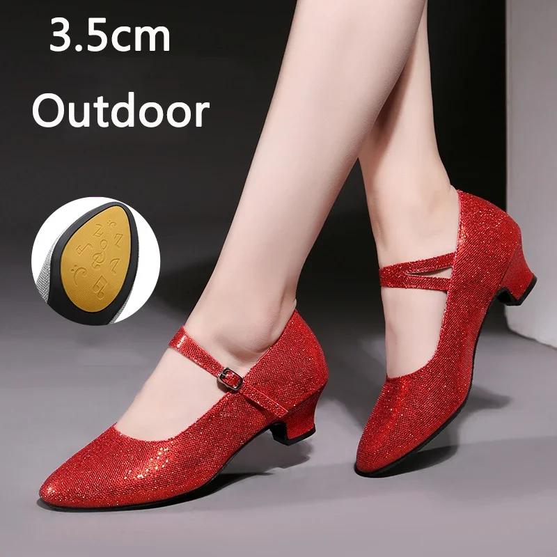 Tênis de Salão Sapatos de Dança Latina para Interior/Exterior Feminino Sola Macia Sapatos de Dança Dedos Fechados para Dança Moderna Jazz Tango
