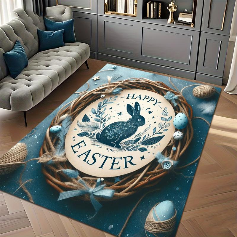 

Happy Easter Bunny Carpet Bedroom Soft Rugs Kid Play Mat Entry Door Mat Home Decor Rugs Gift Alfombra Living Room Decoration 40x60CM