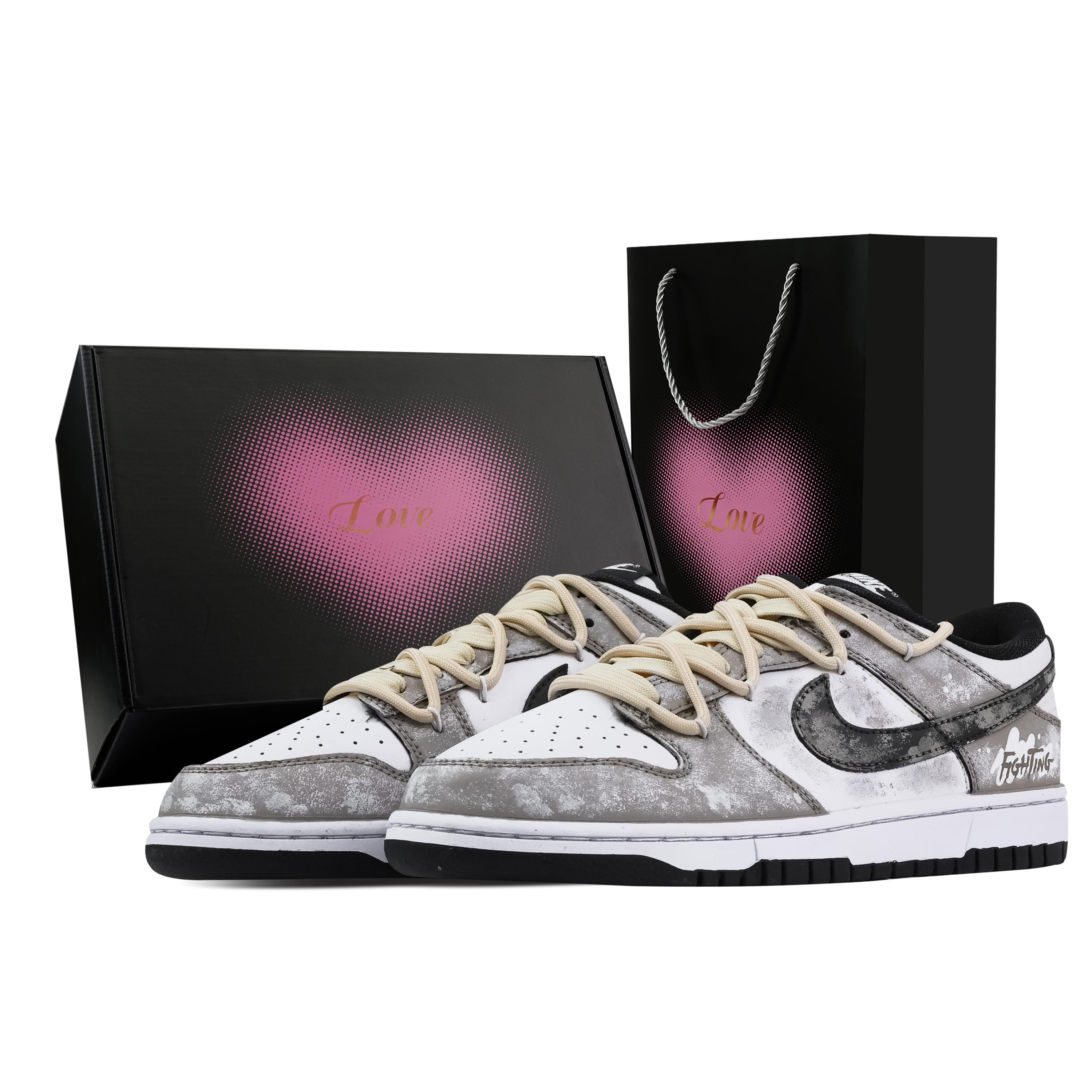 

Nike Dunk Battle Paint 1 Heart Box Abrasion Resistant Low top Skateboard Shoes Unisex Brown White HF5441-100(Team773-1-) 42.5