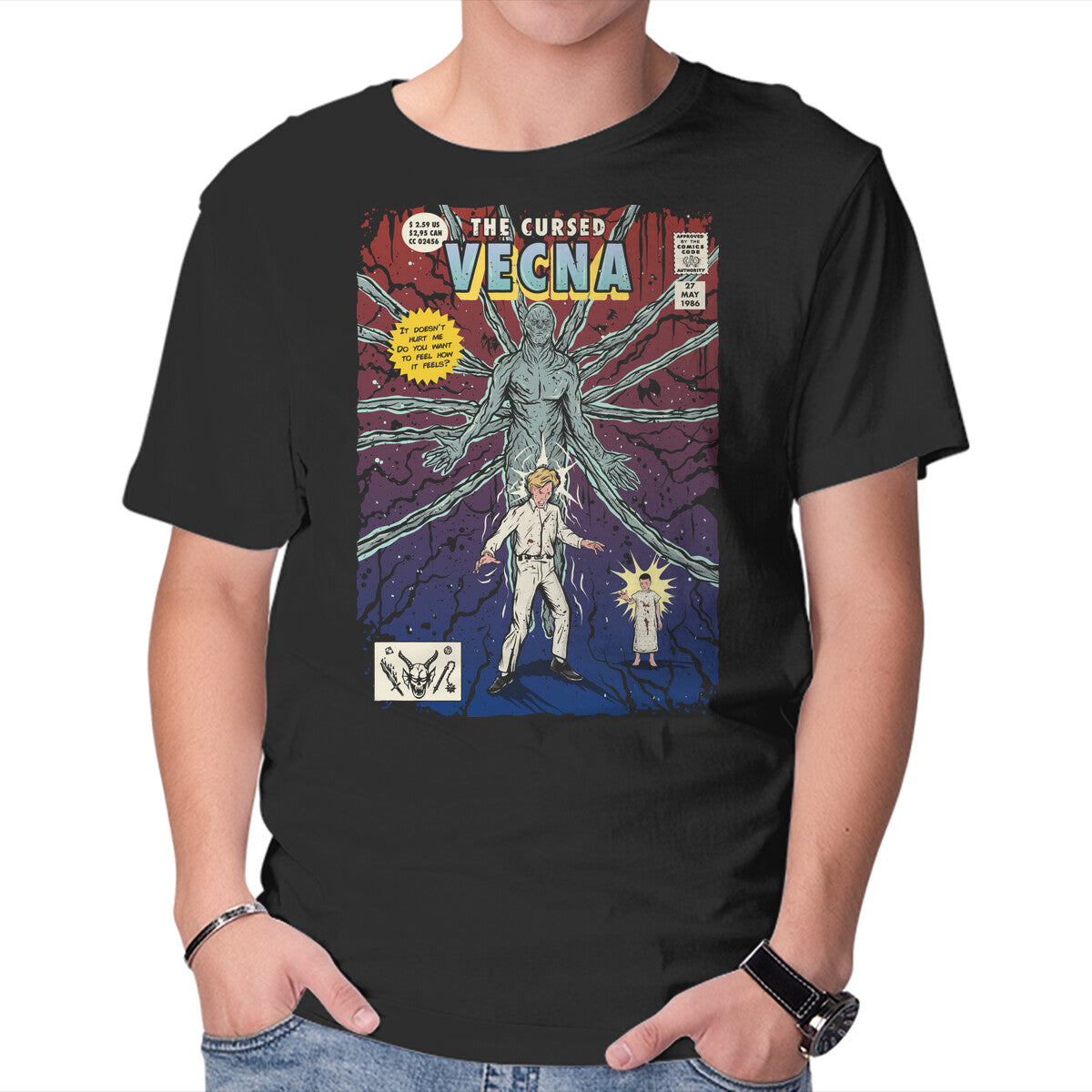 Unisex Crew Neck T-Shirt The Cursed Vecna Graphic Short Sleeve Casual Tee L