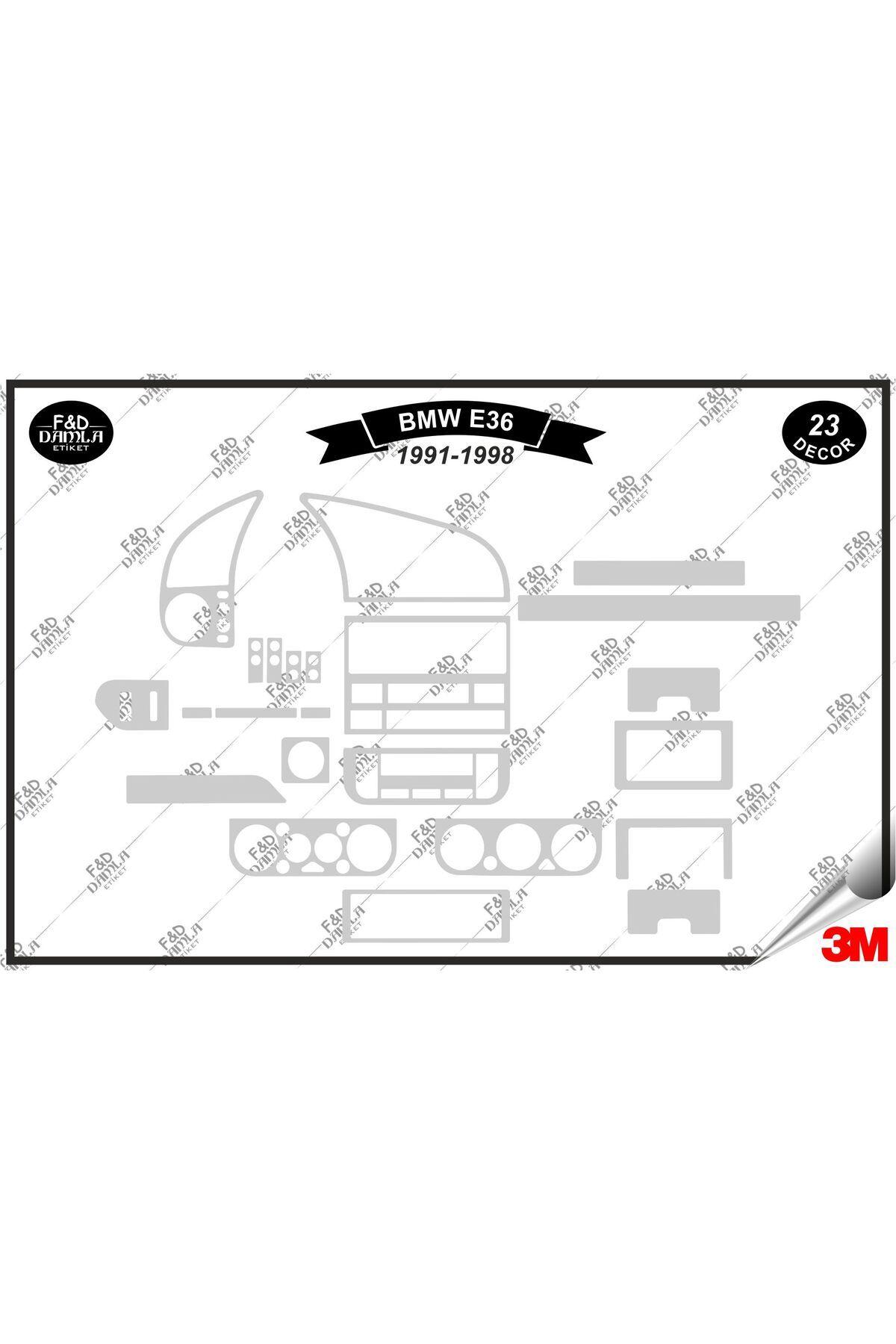 

Bmw E 36 1991-1998 Torpido Konsol Trim Göğüs Maun Kaplama Set 23 Parça Gümüş