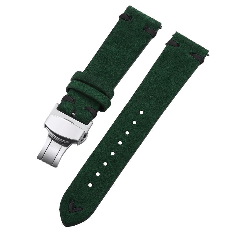 18mm 20mm 22mm Band High Quality Suede Cowhide Strap for Seiko Watchband Butterfly Buckle Wristband Vintage Bracelet Accessories