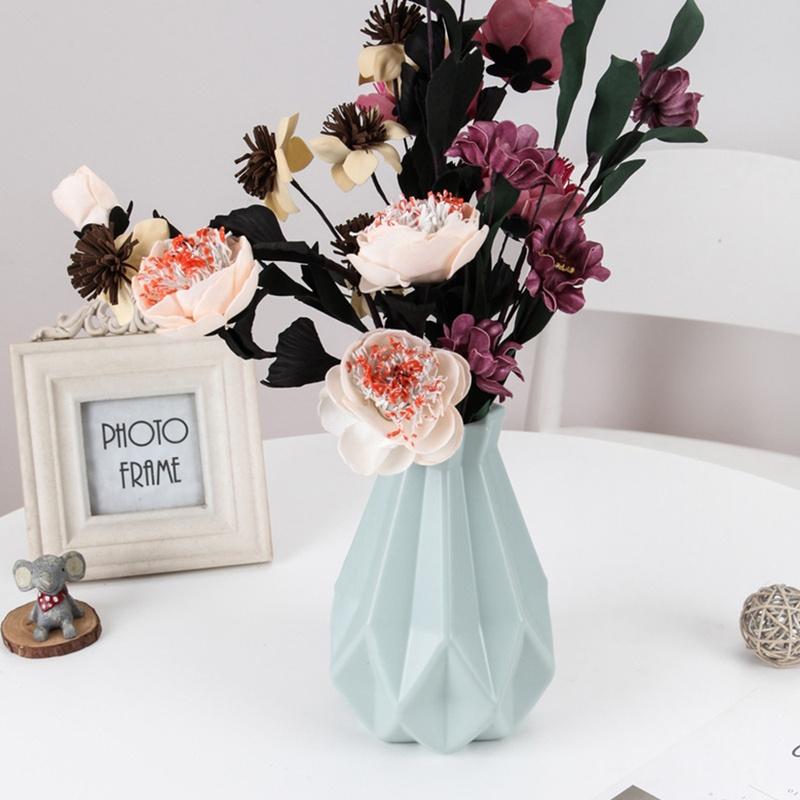 Origami Plastic Vase White Imitation Ceramic Flower Pot Flower Basket Flower Vase Home Decor (Flower Not Included)