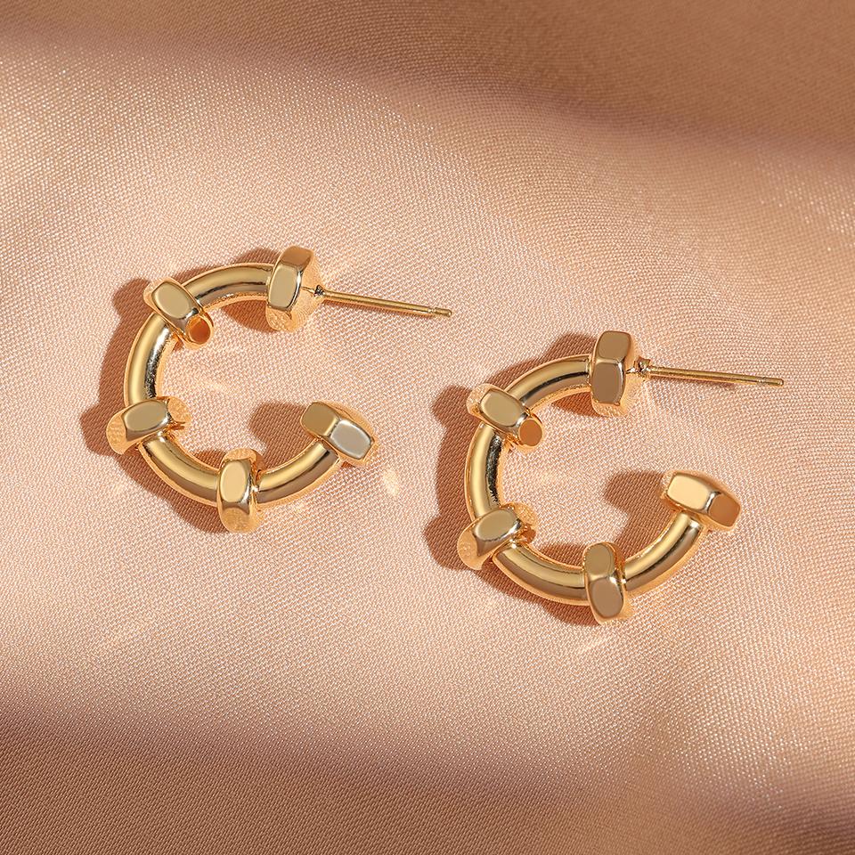 ZAKOL Personalized Nail Shape CC Earrings for Women New Fashion Punk Stainless Steel Hoop Earring Zircon Gift