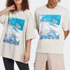 Adidas Landscape Print Casual Crew Neck T-shirt Unisex Tops Beige HR7141