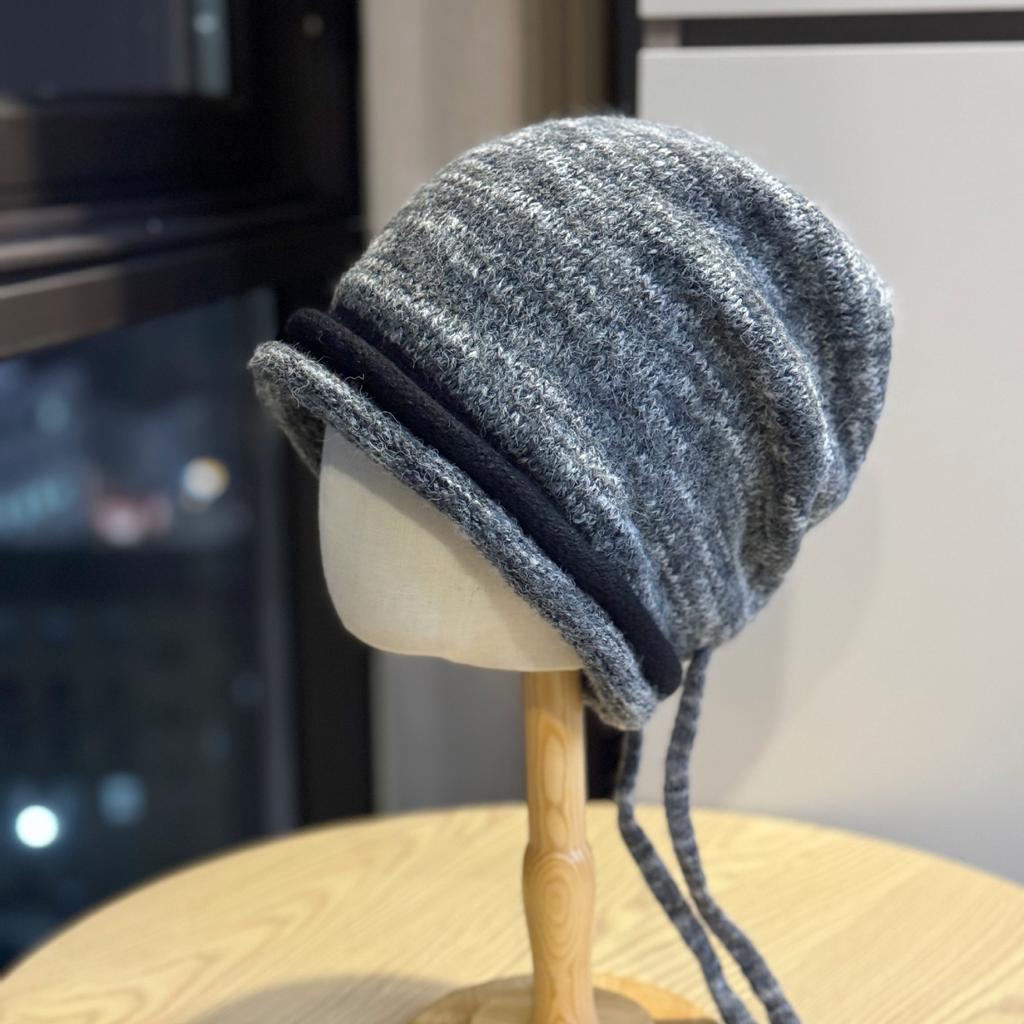 New Style Double Rolled Edge Face-showing Small Pile Hat for Women Korean Style Colorful Fashionable Warm Woolen Hat Big Head Circumference Cold Hat