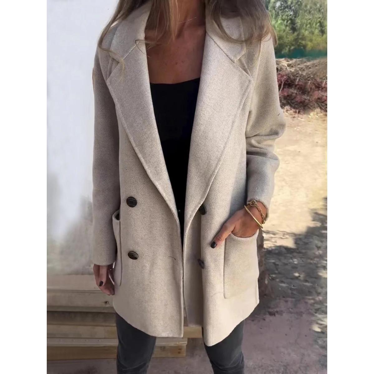 

Женское зимнее пальто из толстой шерстяной смеси Уличная мода Верхняя одежда для осени и зимы S абрикосовый