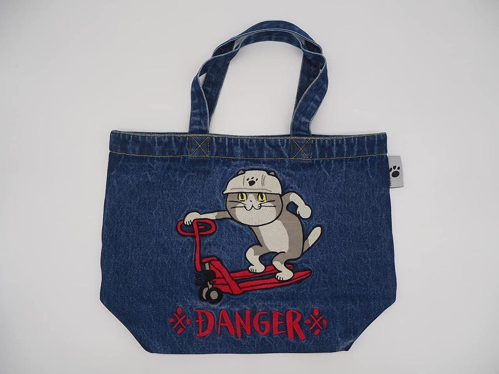 MAKERS Kumamine Denim Embroidered B4 Tote Bag, Work Cat D