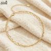 EFFIE QUEEN 925 Pure Silver 14k Gold Heart Shaped Beads Ball Chain Anklet Romantic Jewelry for Women Summer Beach Banquet SA66