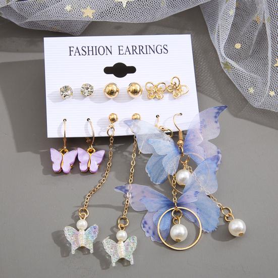 6 Pairs Dangle Earrings Long Tassel Shiny Rhinestone Asymmetrical Bright Luster All-match Decoration Gift