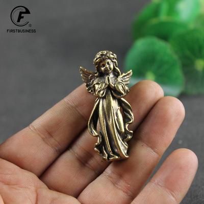 Retro Miedziany Bóg Miłości Kupidyn Statua Małe Ozdoby Mosiężne Figurki Aniołów Dekoracje Pulpitu Akcesoria Wystrój Domu do Pokoju