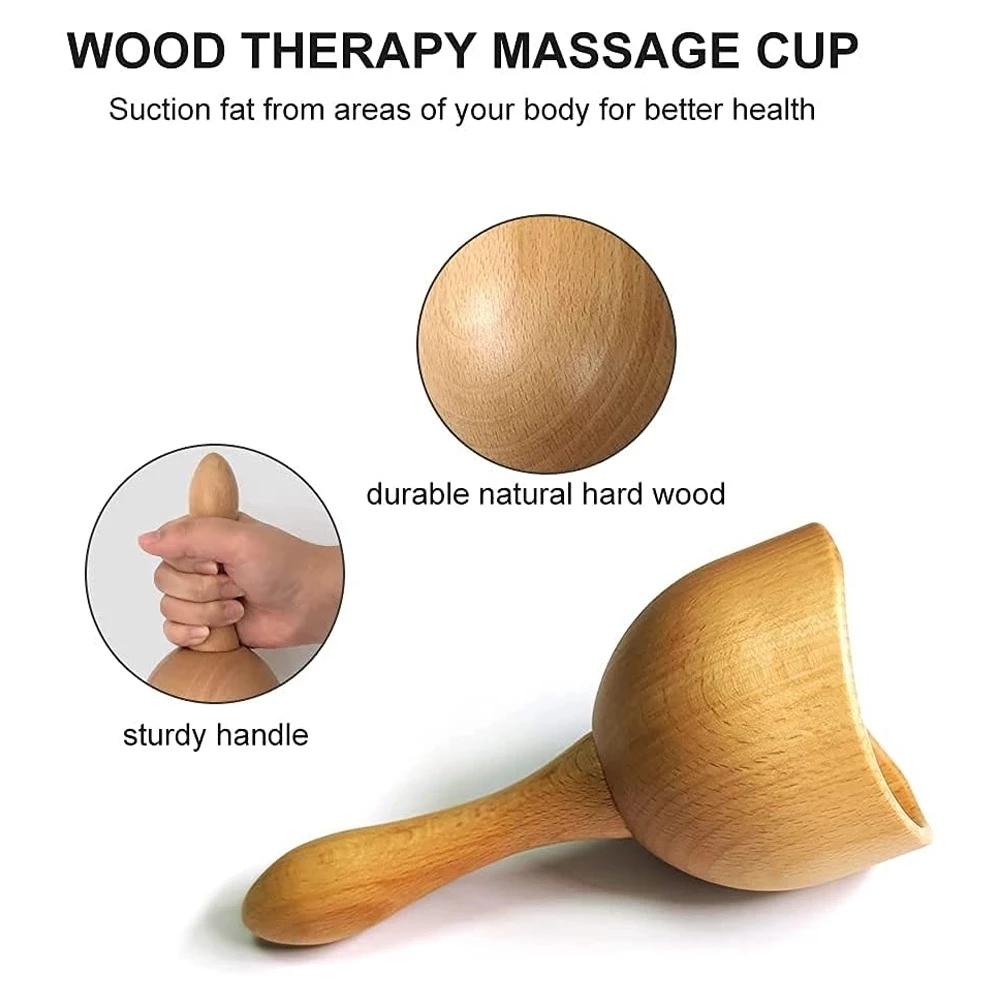 Wooden Gua Sha Stick Body Massage Tool  Abdomen Cellulite Massager For Backpain Relief Wood Therapy Massage Cup 8 Beads Handheld