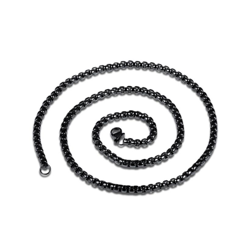 304 Stainless steel Silver/gold/black Men's Square pearl Chain Women Necklace 4mm Width