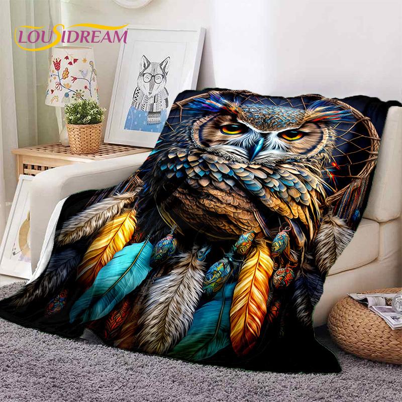3D Cute Owl Eagle Birds Cartoon HD Soft Flannel Blankets,Throw Blanket Comfortable Blanket for Picnic Beds Home Bedroom Kid Gift