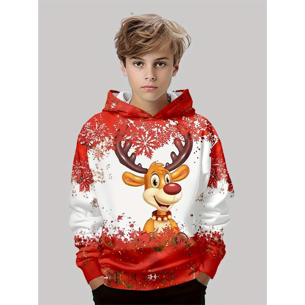 Boys' 3D Christmas Graphic Hoodie Long Sleeve Tops Casual Polyester Hoody Fall Spring Outerwear Sweatshirt Children's Clothing