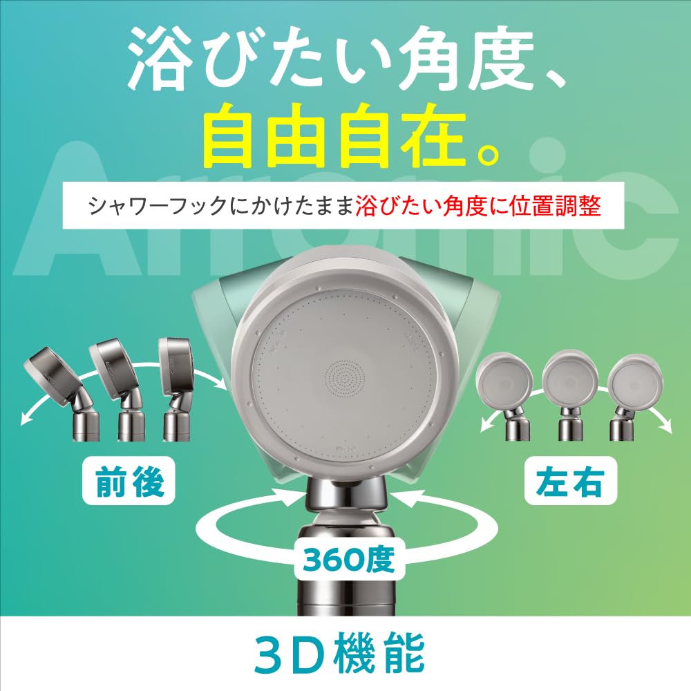 Arromic Shower Head Nanobubble Water Saving High Water Pressure Water Flow Gentle On Skin and Hair 3D Premium Wide Water Flow Angle Adjustment Black