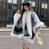 Fox Fur Knitted Cape Cape With Geometric Fur Fur Shawl Jacket Women