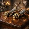 Medieval Gauntlets 16-Gauge Steel Featuring Brass Accents Built-In Leather Gloves Home Decor