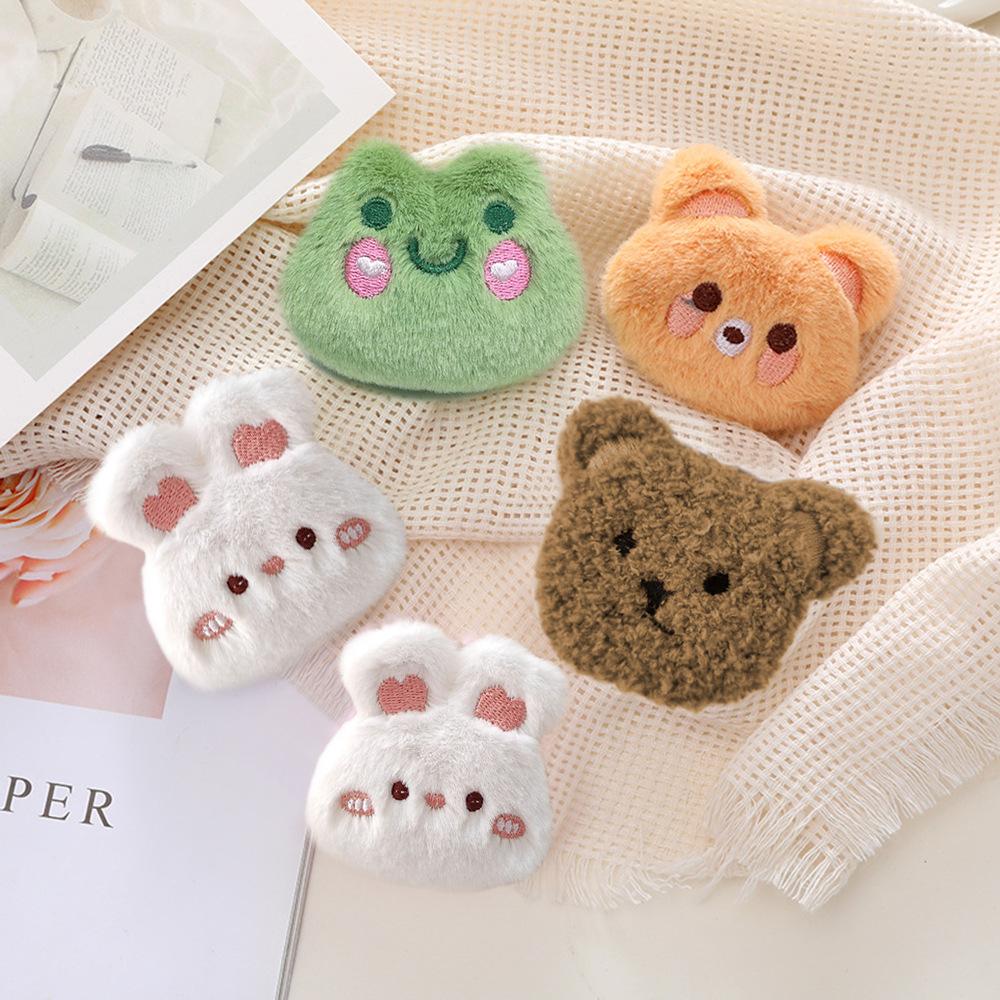 Cartoon Animal Plush Mobile Phone Airbag Holder Mobile Phone Lazy Air Cushion Support Stand Paste Mobile Phone Case Ring Buckle