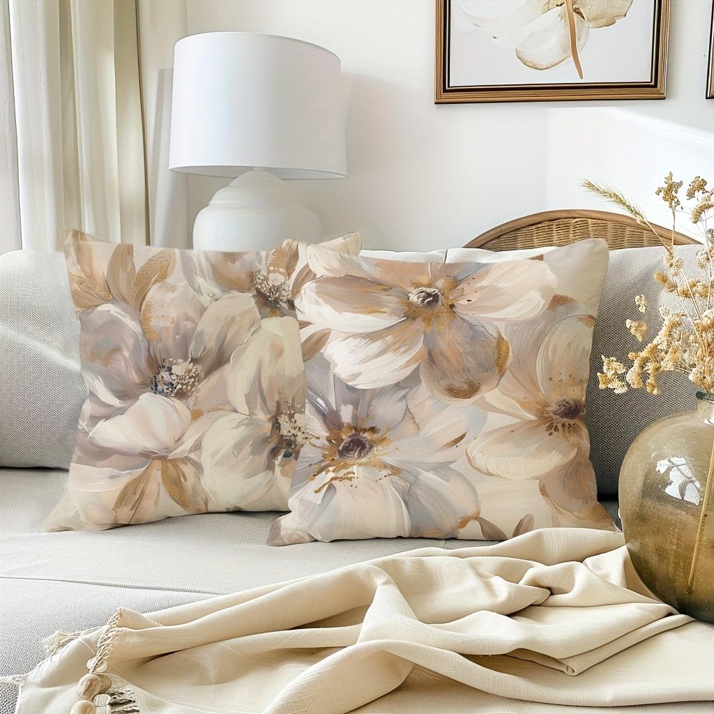 Modern fashion oil painting floral pattern printing pillowcase living room sofa cushion cover home bedroom room decoration