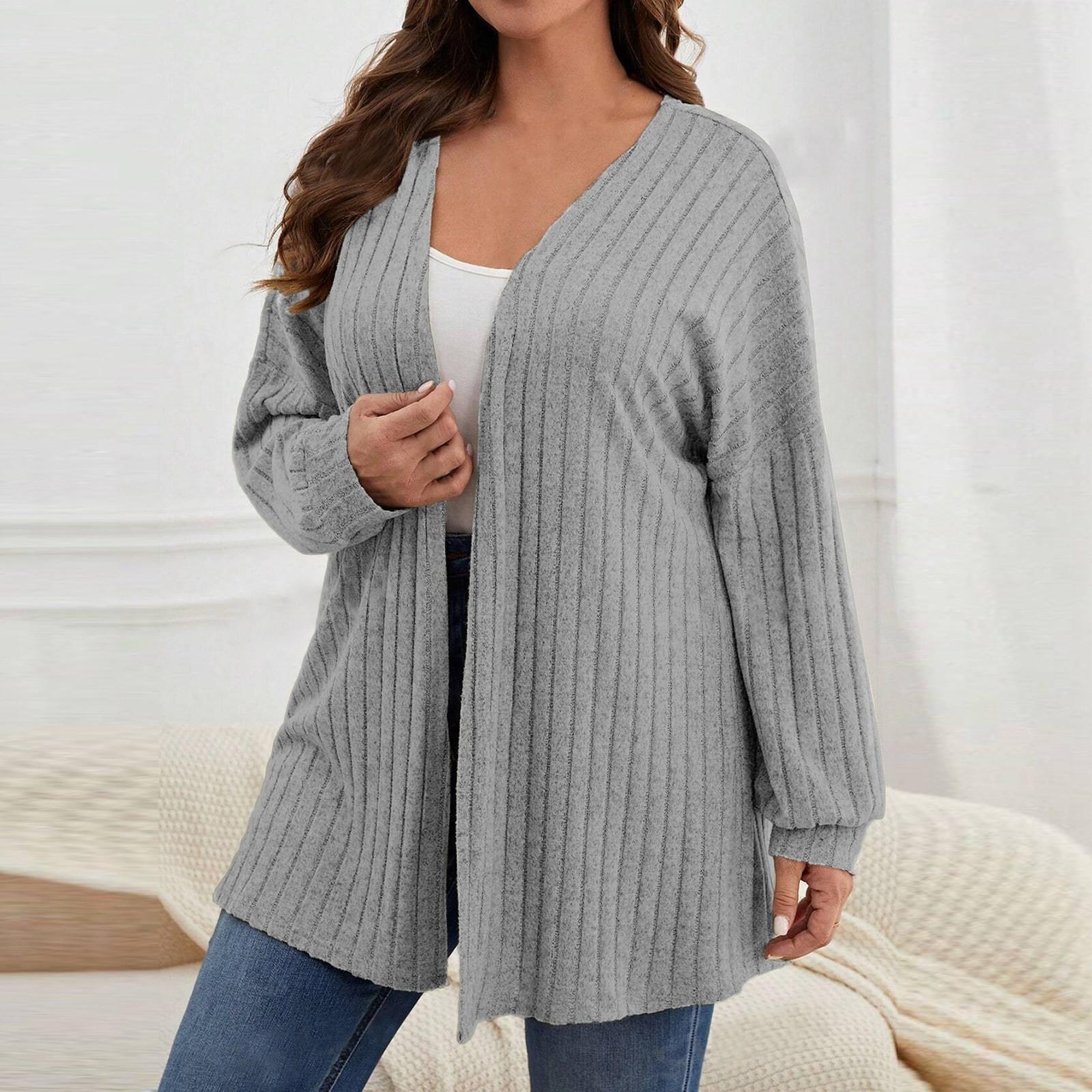 

Женский однотонный свободный кардиган с длинными рукавами, вязаный жакет XXXXL