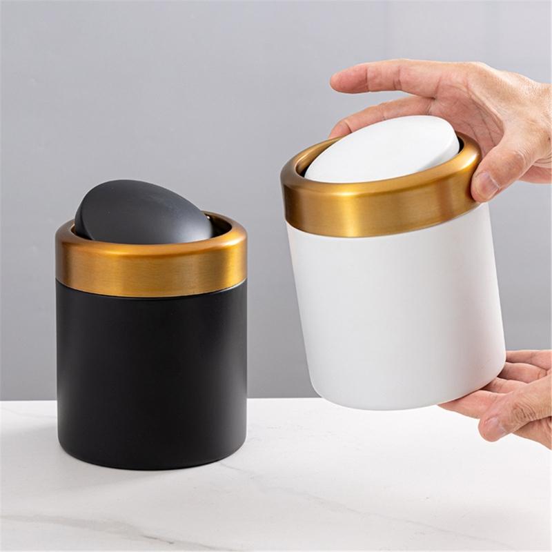 Mini Trash Bin Space Saving Brushed Stainless Steel Trash Can for Table Top Use In Kitchens and Offices Waste Container