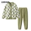 Plus Size Women's Autumn and Winter Coral Velvet Home Wear Long Sleeve Trousers Warm Couple Pajamas Set