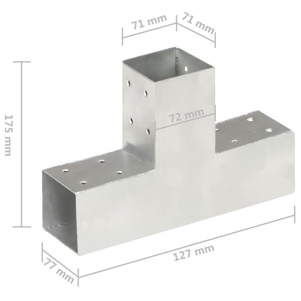 Vidaxl Łączniki W Kształcie T, 4 Szt., Galwanizowany Metal, 71X71 Mm