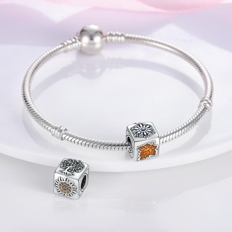Original Charms Copper Creative Four Seasons Dice Beads Fit Charms Plata Bracelets For Women Jewelry Making Fine Gifts