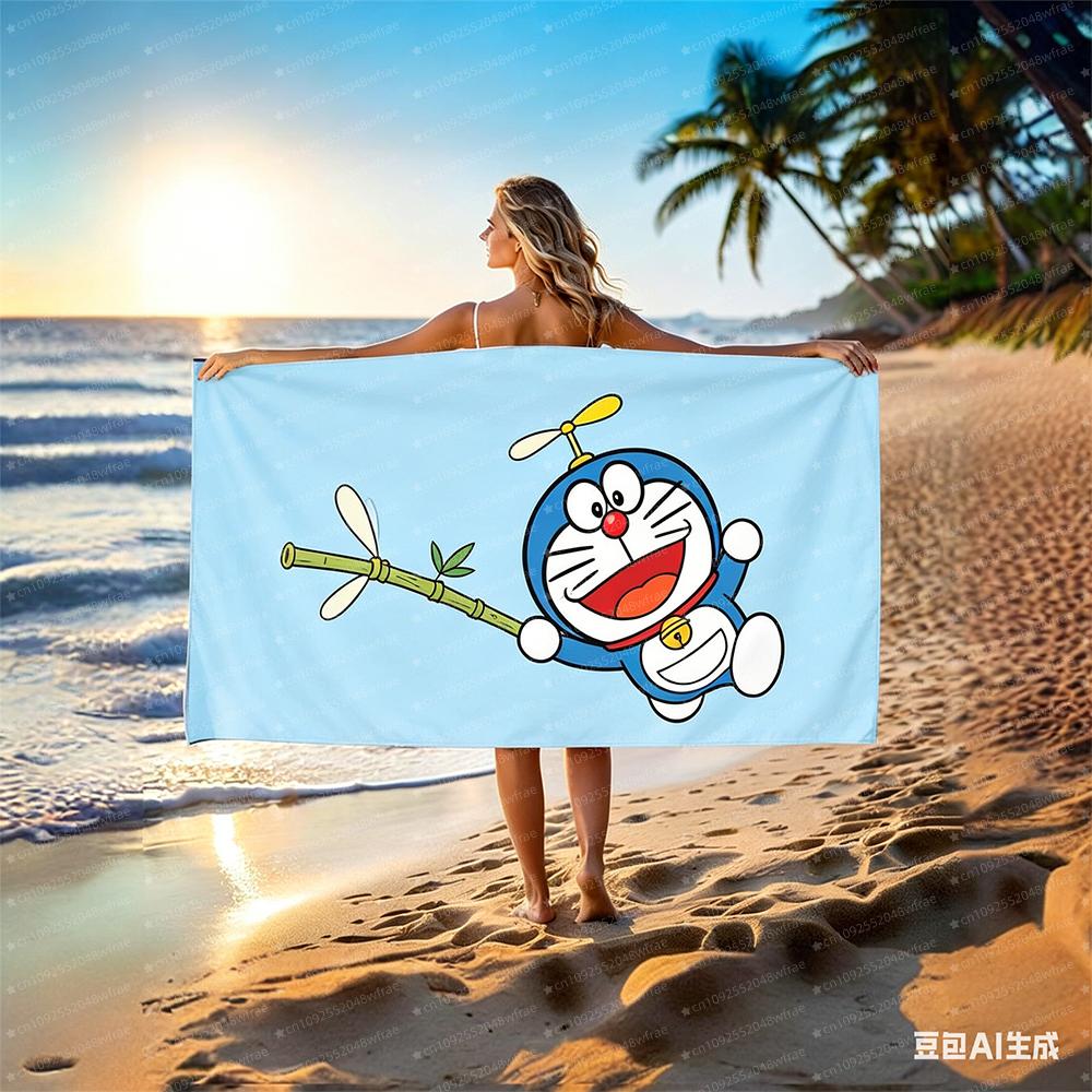 1Pc Cute Cartoon Doraemon Absorbent Towel Swimming Pool Travel Gift Gym Shower Camping Quick Drying Exercise Beach Towel