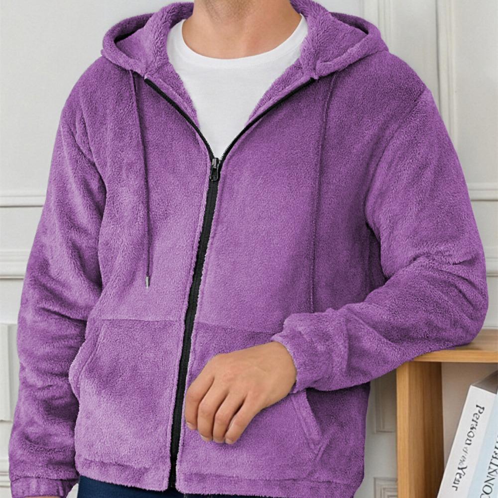 Herbst Winter Herren Fleece Kapuzenjacke Europäischer Stil 2025 Winter Reißverschluss Taschen Klassische Basic Oberteile Oberbekleidung Khaki Bequeme Jacken Neu