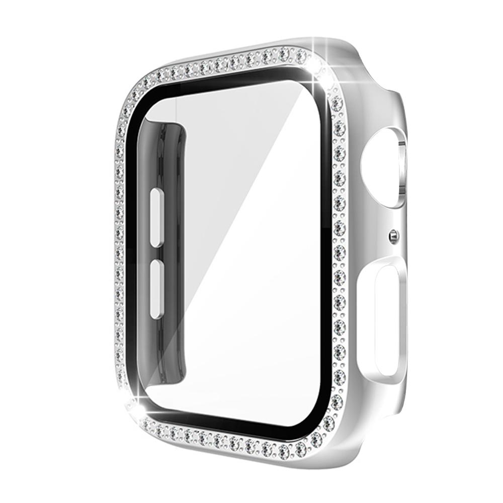 Glass+Diamond Watch Case for Apple Watch Series 8 7 6 SE 5 4 321 Screen Protector iWatch 45mm 41mm 44mm 40mm 42mm 38mm PC Cover