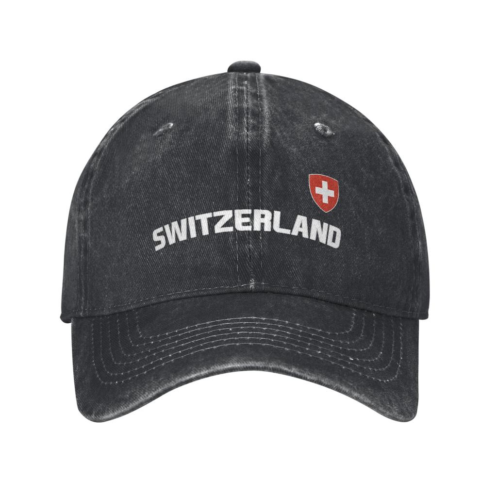 Swiss Switzerland Flag Trucker Hat Merch For Unisex Baseball Caps Retro Headwear Cap Adjustable