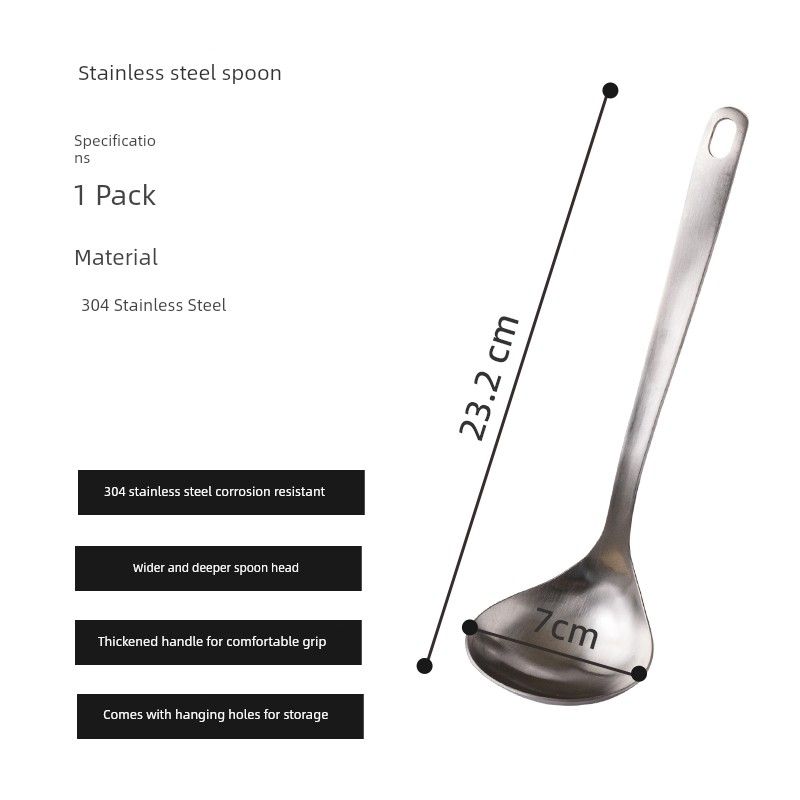 

Wuming 304 Stainless Steel Spoon Set for Home Use, Long Handle Hot Pot Spoon, Anti-Scalding Soup Spoon, Slotted Spoon, Large Size, Thickened Version Soup spoon