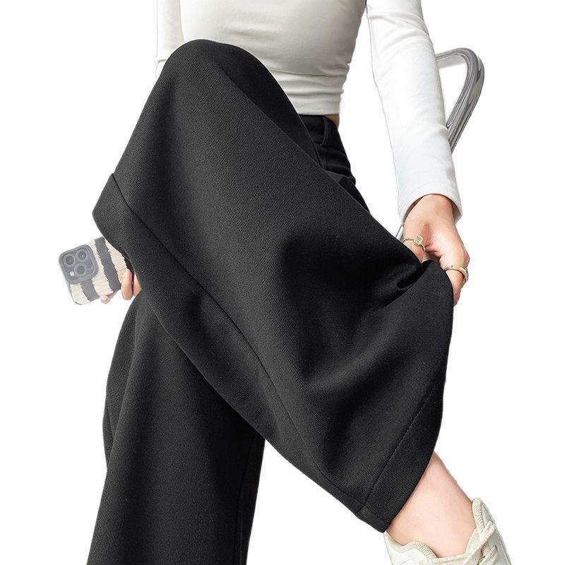 Petite High-Waisted Wide-Leg Sweatpants for Women, Versatile Slimming Straight-Leg, Perfect for Spring and Autumn.