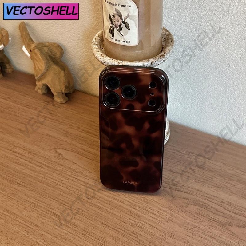 Custodia Protettiva Antiurto IMD Marrone Ambra Retrò per IPhone 17 16 15 14 12 11 13 Pro Max Plus Air Protector Cover Posteriore