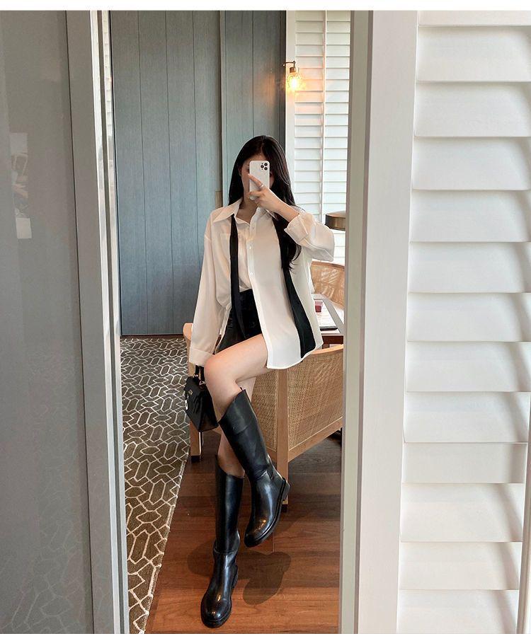 Women's College-Style Shirt - 2025 Spring/Autumn Fashionable White Top