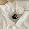Black, White and Grey Summer Thin Silicone Anti-slip Color-blocking Boat Socks Cartoon Animal Dot Yarn Boneless Invisible Socks