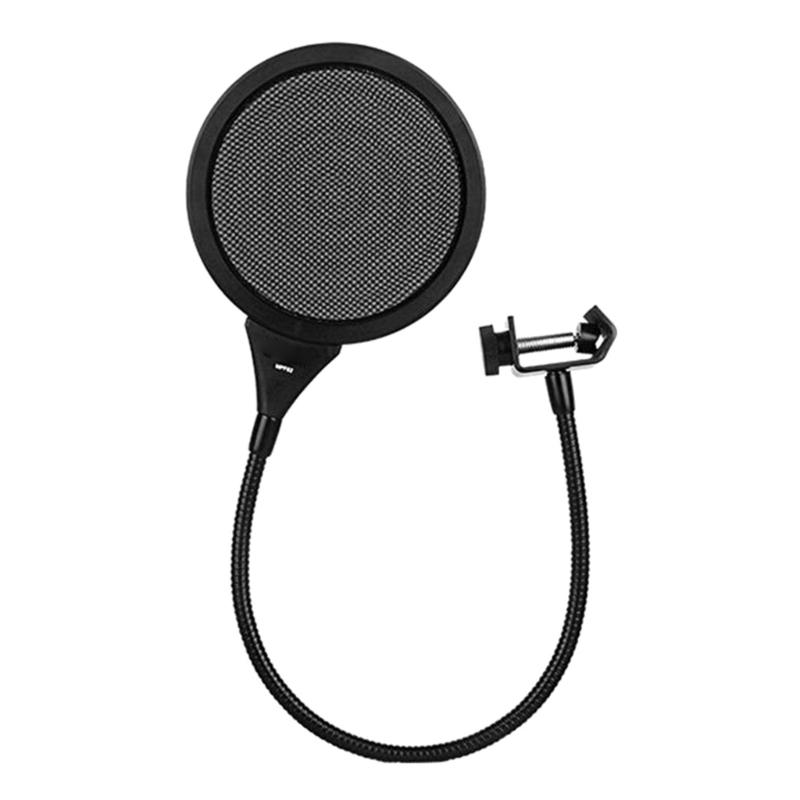 Professional Microphone Popping Filter Blowout Prevention Net With Double Layer Metal Mesh for Studio Recording