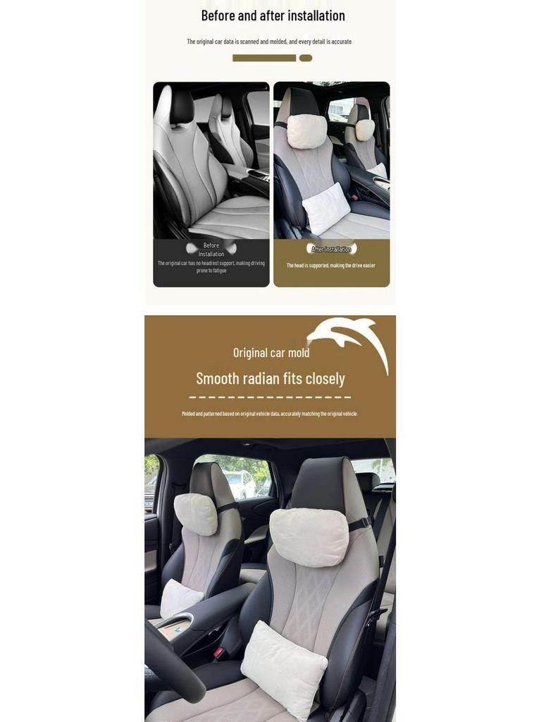 New Energy Sports Seat Headrest & Car Lumbar Support for Tesla, Mercedes-Benz, BYD, Lynk - Neck Protection