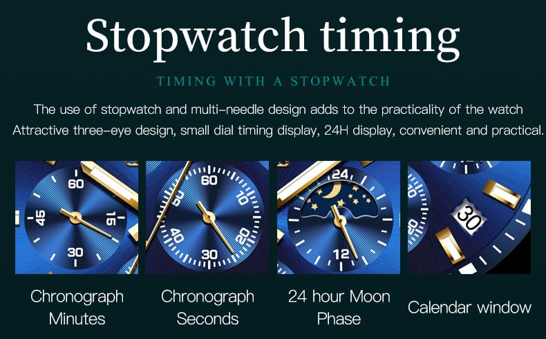 OLEVS Fashionable Business Popular Quartz Watch Waterproof Analog Watch Date Metal Band Casual Easy to Read Fashion Arm Watch Blue Dial Stainless