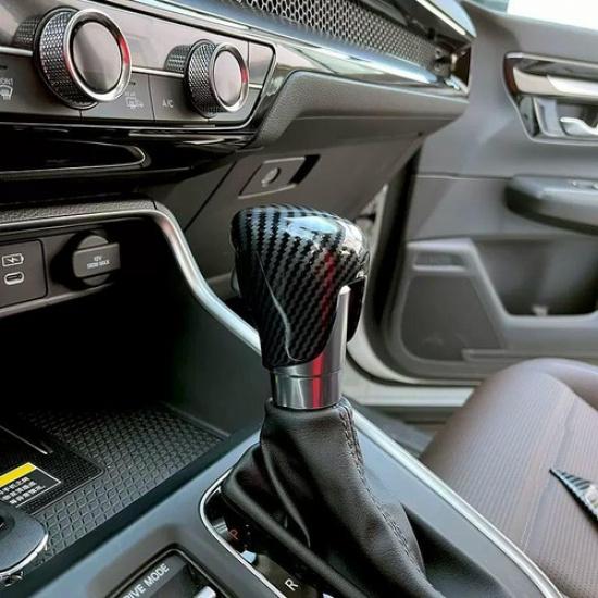 Carbon Fiber Look Gear Shift Knob Cover Trim 1pcs For  2024 Honda CRV CR-V