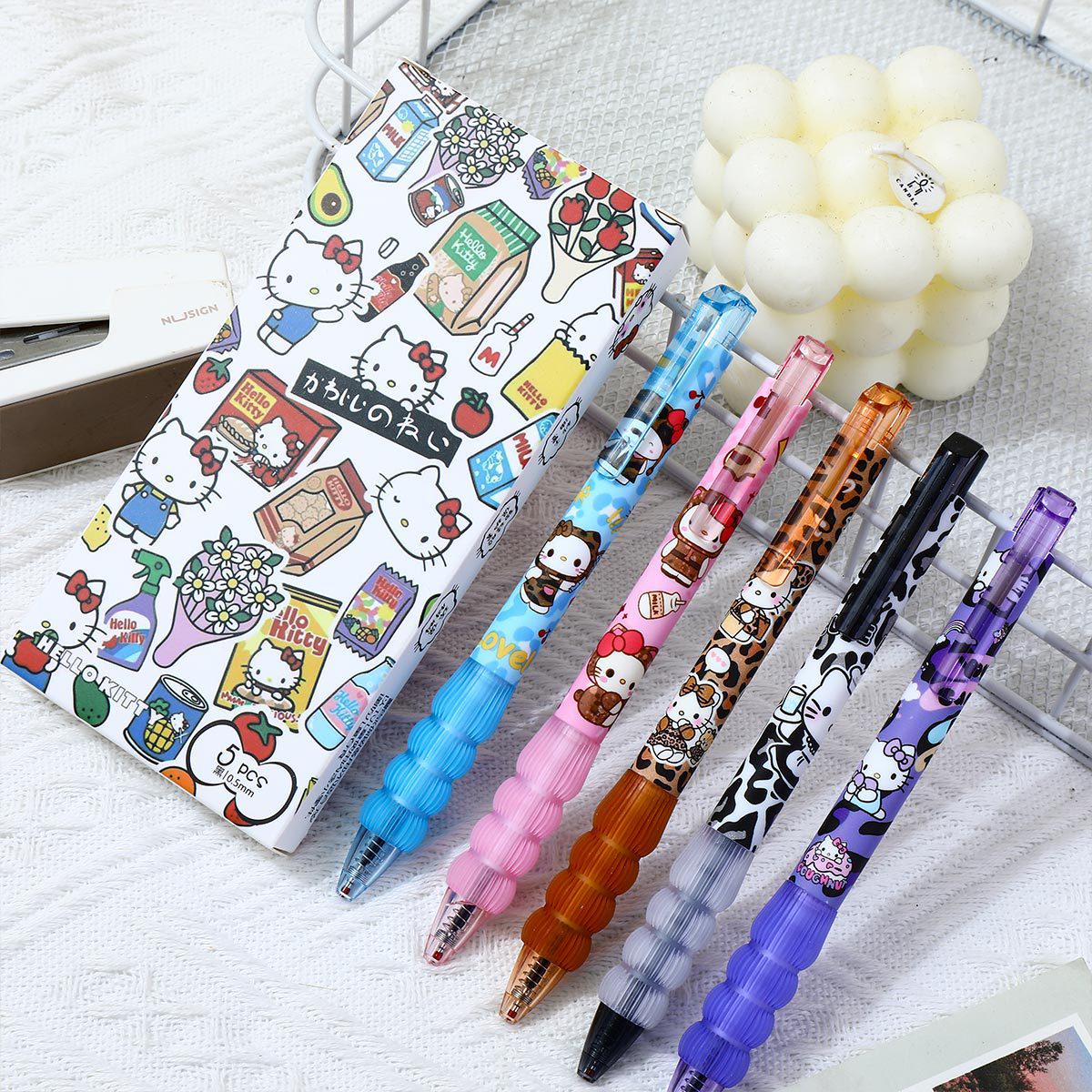 Versatile Quick-Drying Hello Kitty Student Pen: Cute, Neutral, Push-Button Design 0.5mm Quick-Dry Spring Tip набор hello kitty