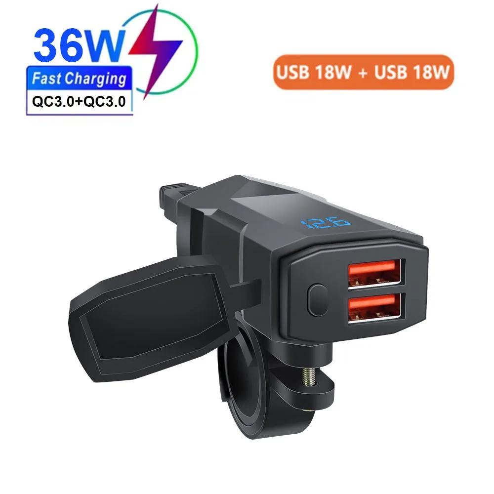 

On-Board Sockets & Adaptors Motorcycle Handlebar USB Charging Equipment with Switch Voltage Display Moto Electronics Accessories CHINA блідо-бірюзовий колір