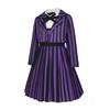 Wednesday Addams Costume Purple Outfit Striped School Uniform Halloween Cosplay Costume for Kids Adults