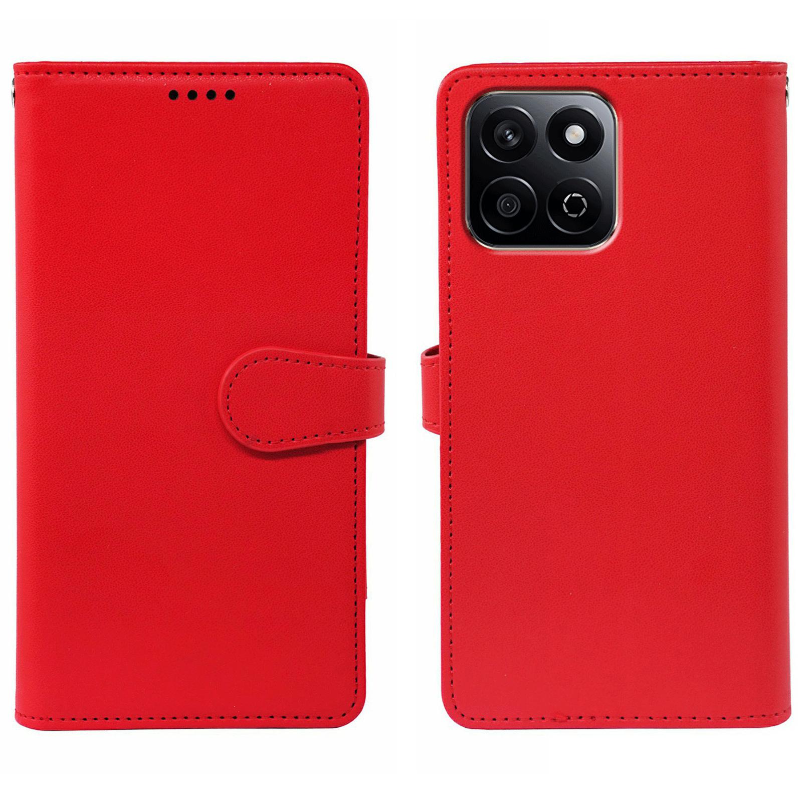 

For Honor X7c 4G/200 Smart 5G Case with 9 Card Slots PU Leather Stand Phone Cover Red